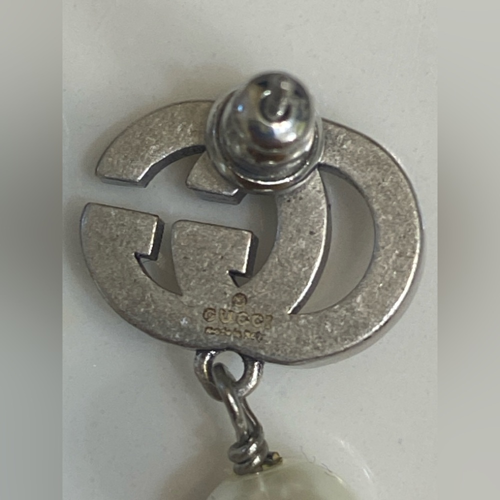 Mismatched Gucci 925 Silver Crystal & Pearl Asymmetrical Drop Earrings - Picture 5 of 6